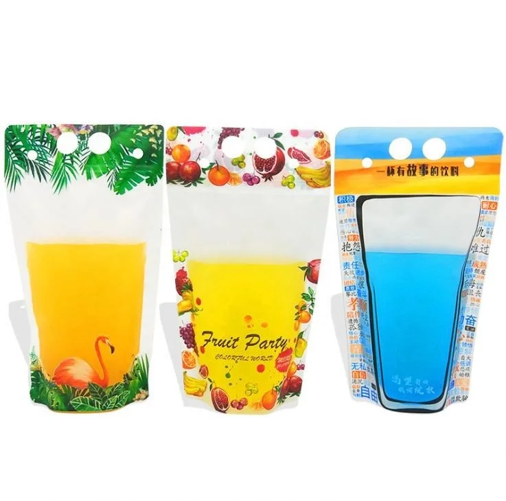 Custom Print Reusable Foldable Plastic Beverage Packing 500ml Matt Clear Water Milk Juice Drink Pouches Bags