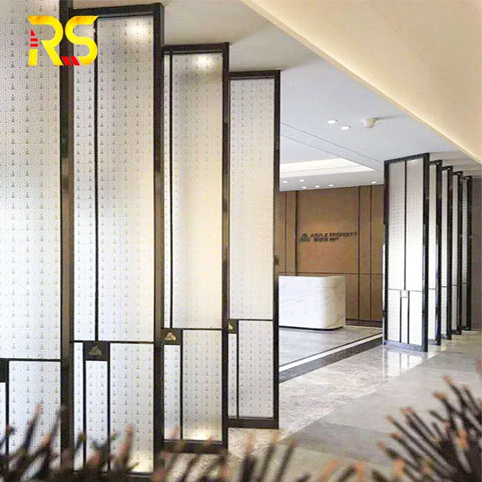 Foshan gold stainless steel screen partition wall panel room divider