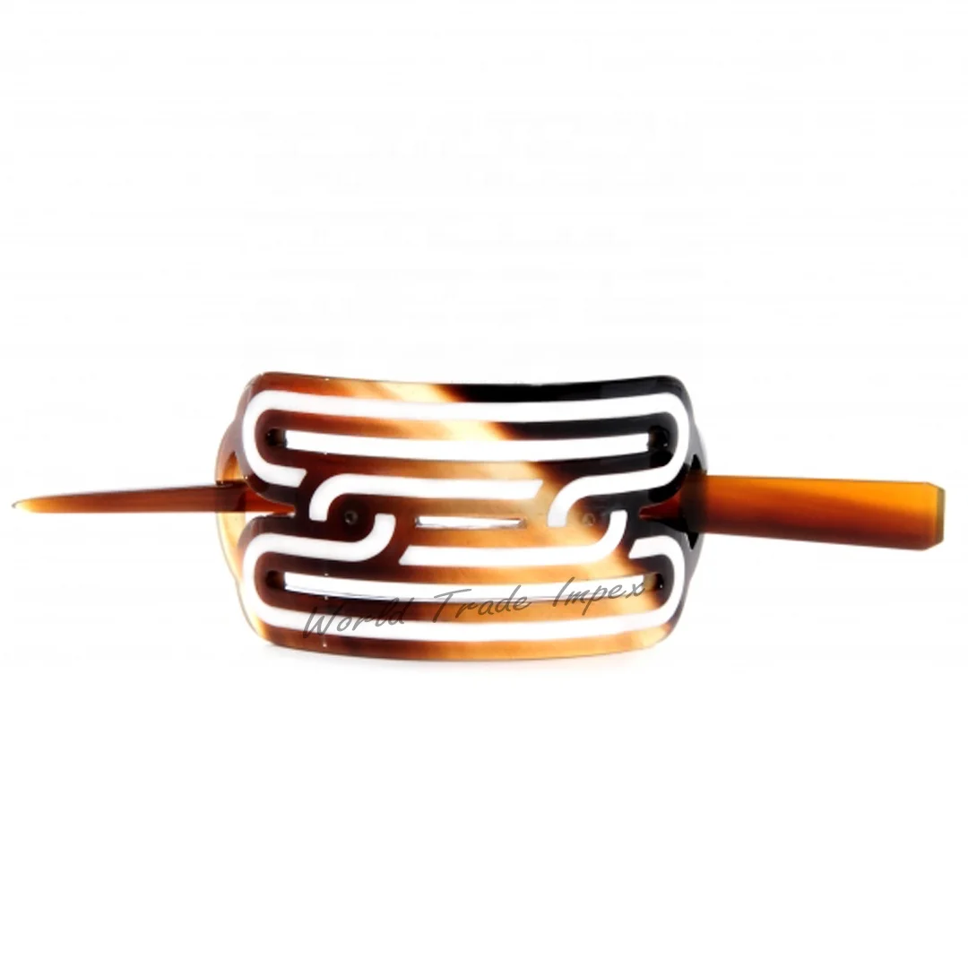 The all new stunning design hair barrette accessories carved buffalo horn hair stick barrette for women