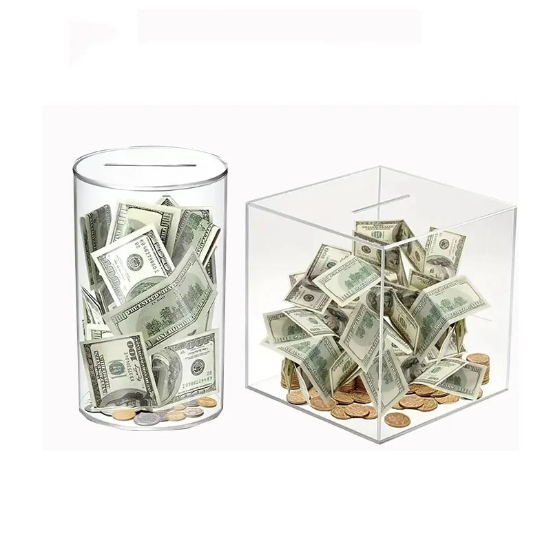 Must Break to Open Acrylic Unopenable Piggy Bank Personal Money Jar clear Acrylic Money Saving Box for Cash Saving