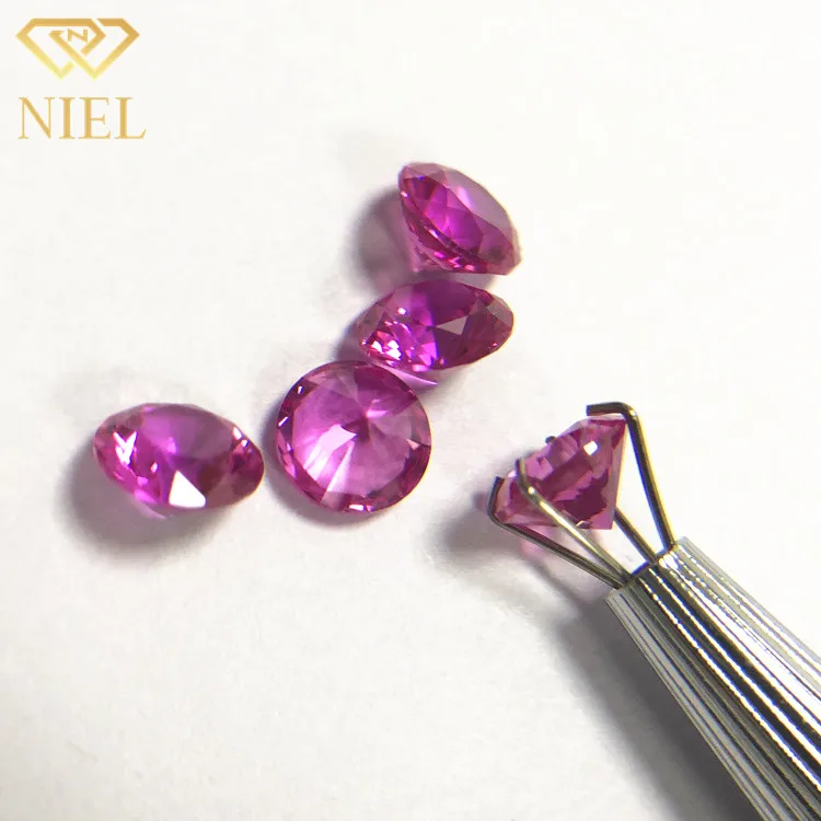 3# niel gems shape prices of loose stones pink sapphire rubine cut synthetic corundum rubies round ruby