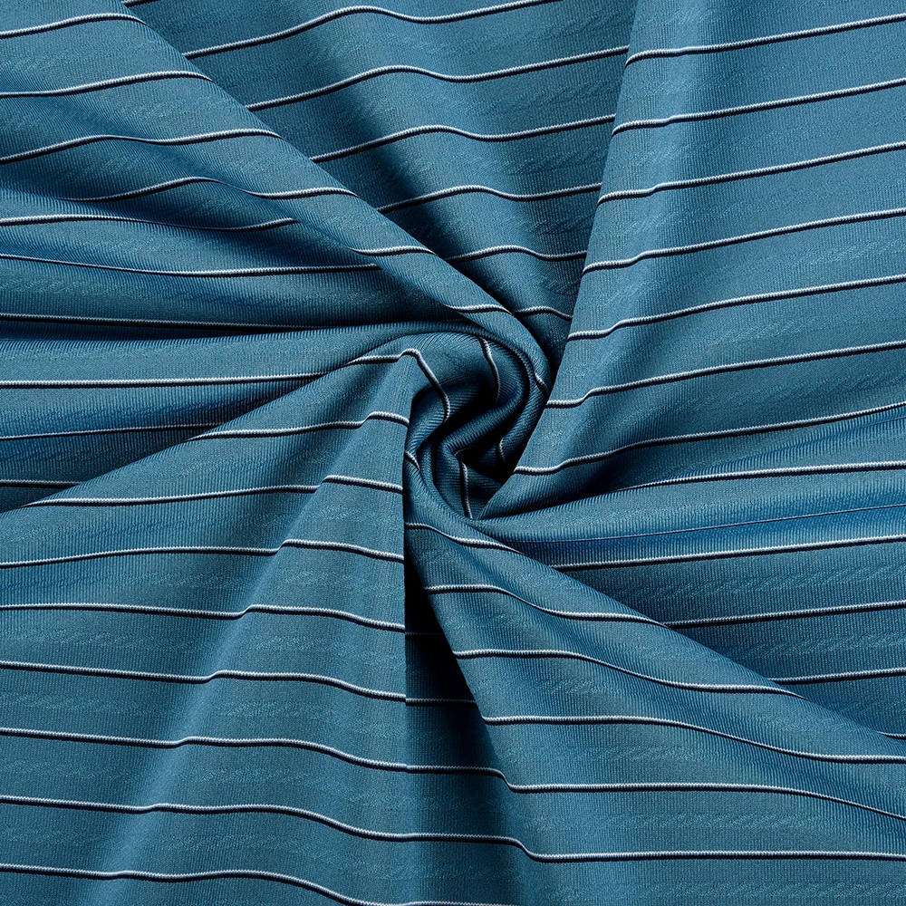2023 New Style White Polo Fabric Material 92% Nylon 8% Spandex Yarn Dyed Fabric With Stripe