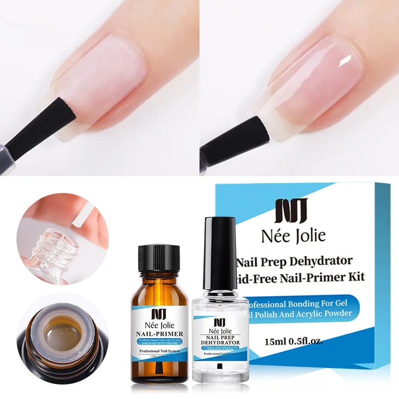 Professional Bonding Nail Prep Dehydrator Acid-free Acrylic Uv Gel Base Coat Primer Air Dry Nail Art Primer 2 Pcs/set
