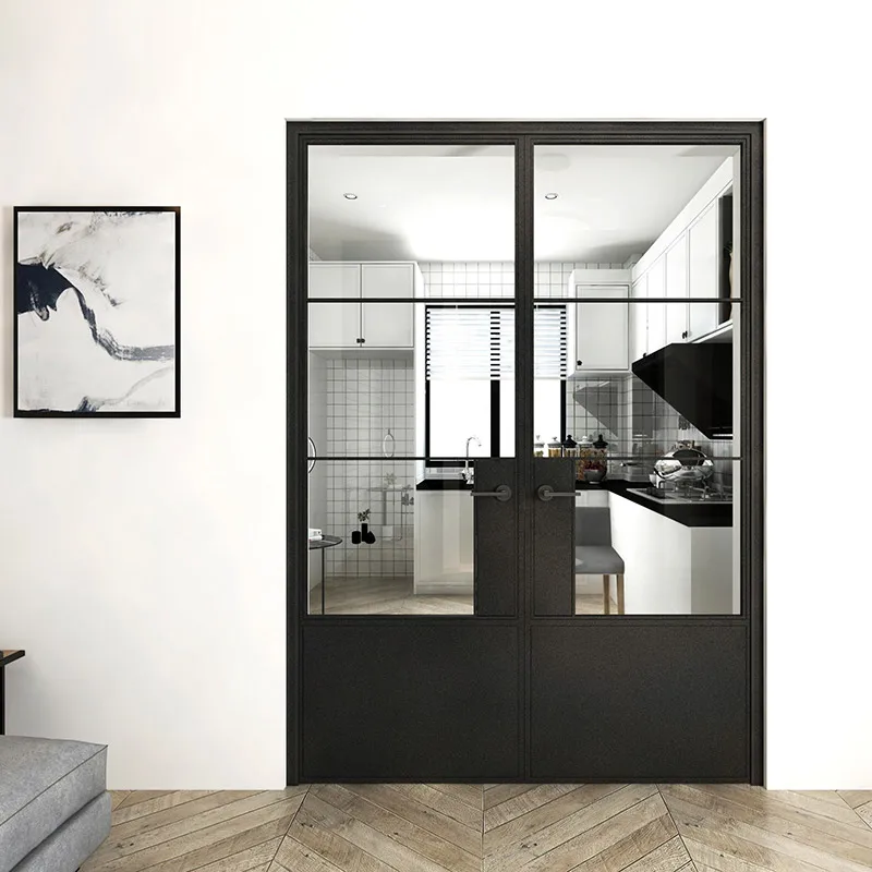 Custom Double Steel Framed Glass Doors French Interior Doors with Glass