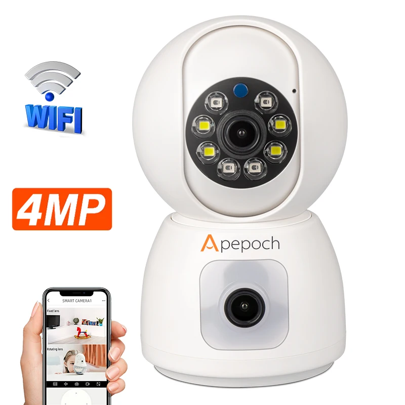 Wholesale intelligent double lens wifi network camera with siren security system baby monitor cctv camera home security