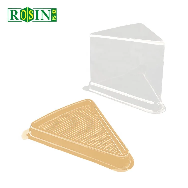 Custom Plastic Black Cake Blister Tray Packaging Triangle Pet Clear Plastic Cake Containers With Lid For Cheese Cake
