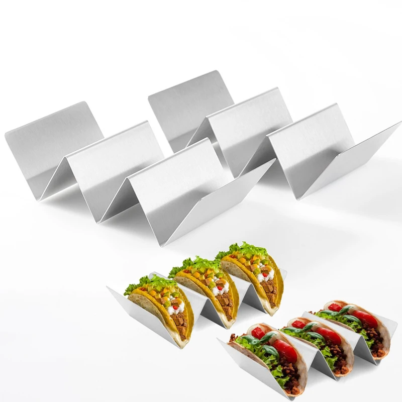 Factory sale undulate stainless steel taco stand rack tray for Taco Tuesday