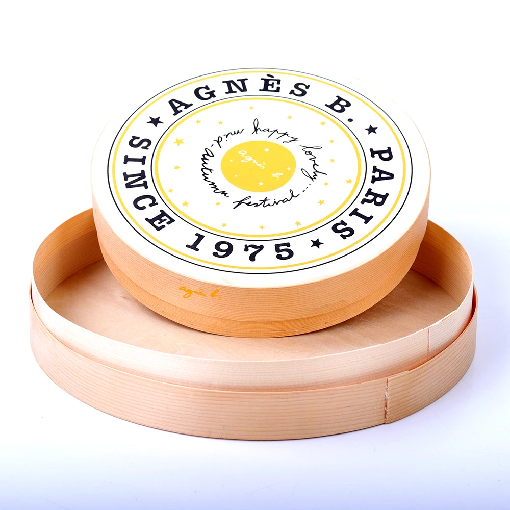 Экологичная одноразовая деревянная коробка для упаковки пищевых продуктов сыра торта кондитерских изделий салата маленькие круглые коробки