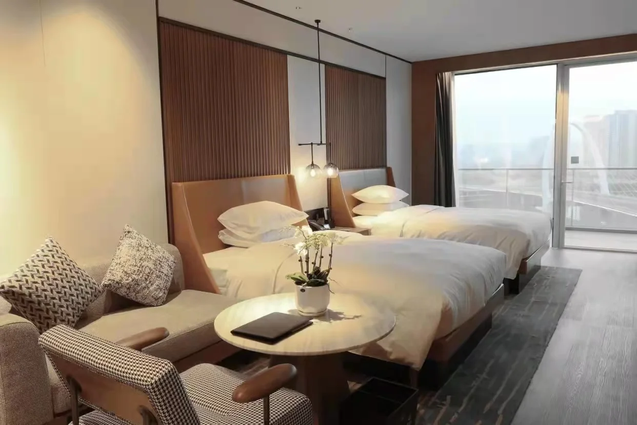 Min-otti Furniture khaki modern bedroom bed set king size Italian design queen size leather bed frame