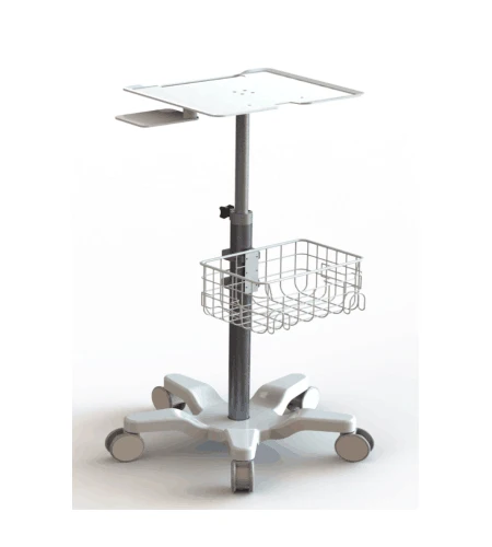 medical Nursing  Height adjustable 15 inch laptop computer trolley With storage basket