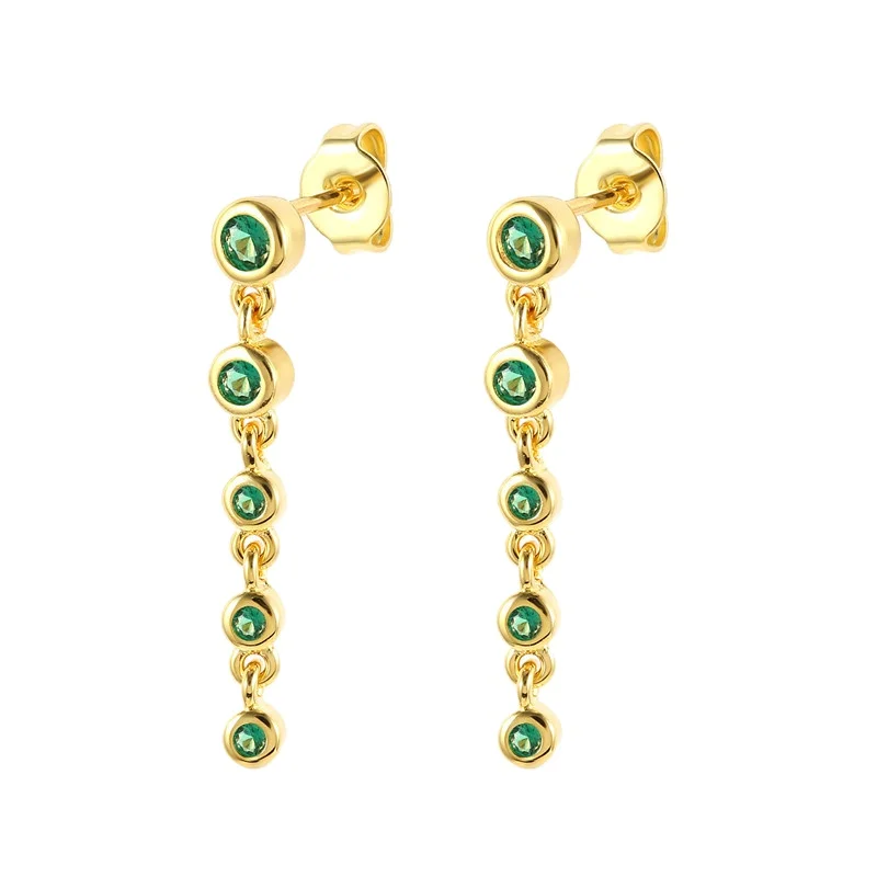 Длинные серьги из серебра 925 пробы с черным изумрудом 5 А