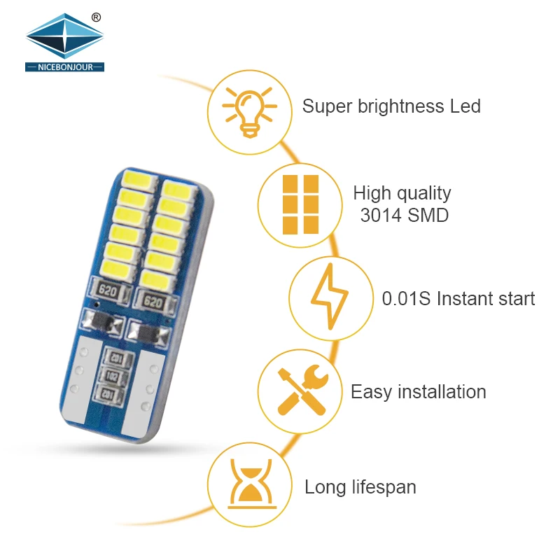 T10 W5W Led Light 194 Led T10 W5W Reading Lights Trunk Lamp Parking Car Door Lights Led Interior Bulb 12V