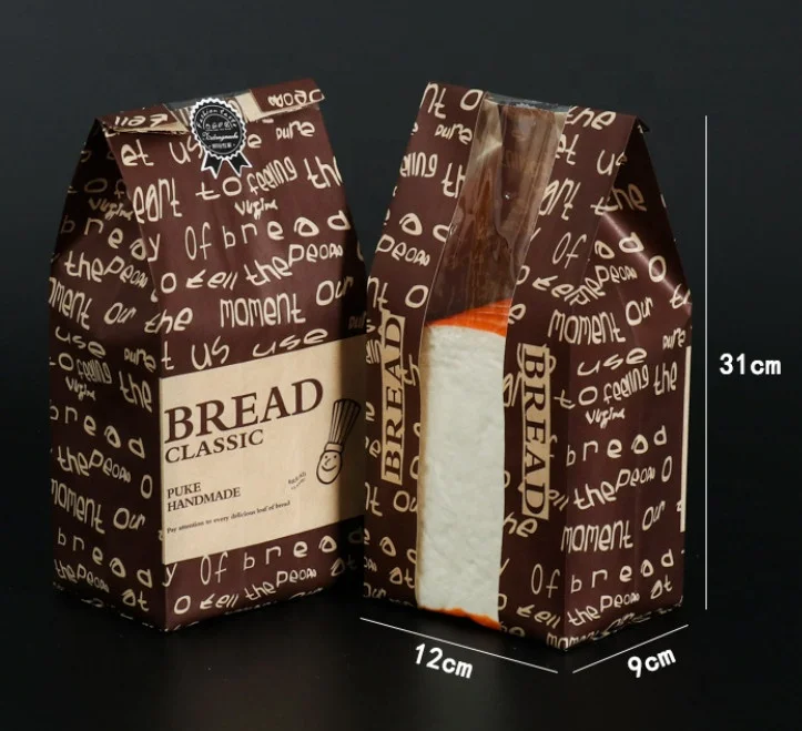 Food Packing Bag Croissant Donuts Pastry Bread Paper Bags Toast Storage Grease Proof Paper Bag for Food Takeaway