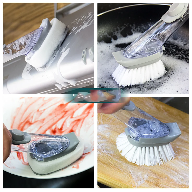 Sink Brush for Kitchen Grill Bowl Pot Pan Soap Cleaning Kitchen Scrub Brush Sponge Scrubbing Dish Brush