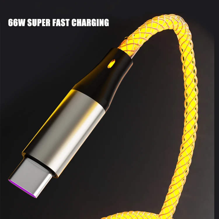 New Hot Rgb Data Cable Usb Fast Charging Usb To Type C Mobile Phone Cable Colorful Lighting Data Charging Cable