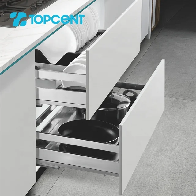 Металлический кухонный шкаф TOPCENT хромированная проволочная выдвижная стойка из нержавеющей стали с мягким выдвижным