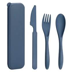 Amazon New Color Eco-friendly Cutlery Wheat Straw BPA Free Plastic Knife Spoon Fork Cutlery Set with Portable Box