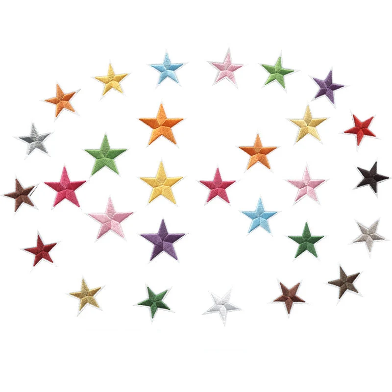 Hot Sale In Stock Felt Base Embroidery Patch Different Colors Iron On Star Patches For Clothing