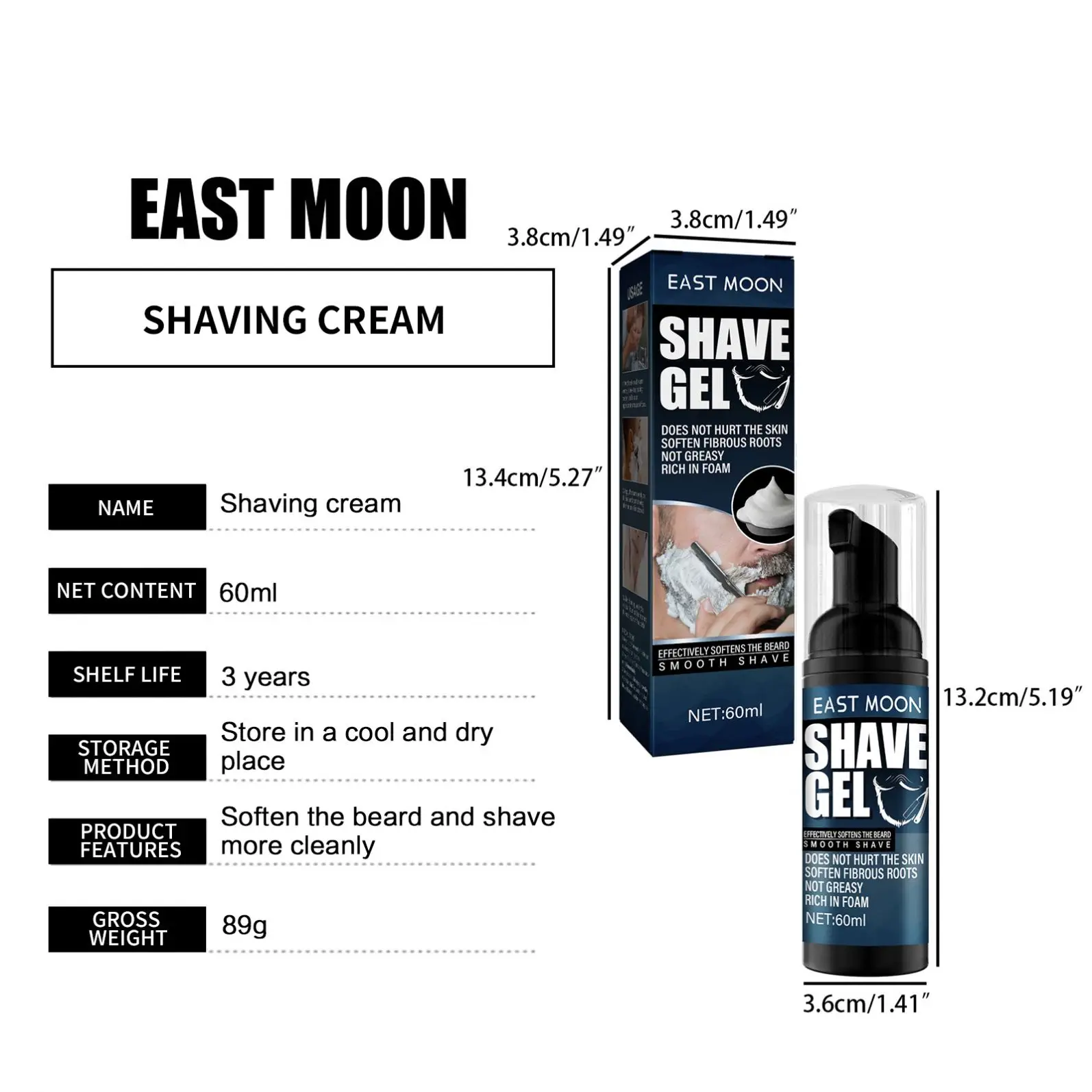 Оптовая продажа Гель для бритья мужчин East Moon увлажняющий Гладкий пенный гель бороды с алоэ