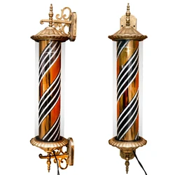 Barber Pole Classic Hair Salon Barber Shop Sign Rotating Illuminated LED Lamp Outdoor Waterproof Barber Pole