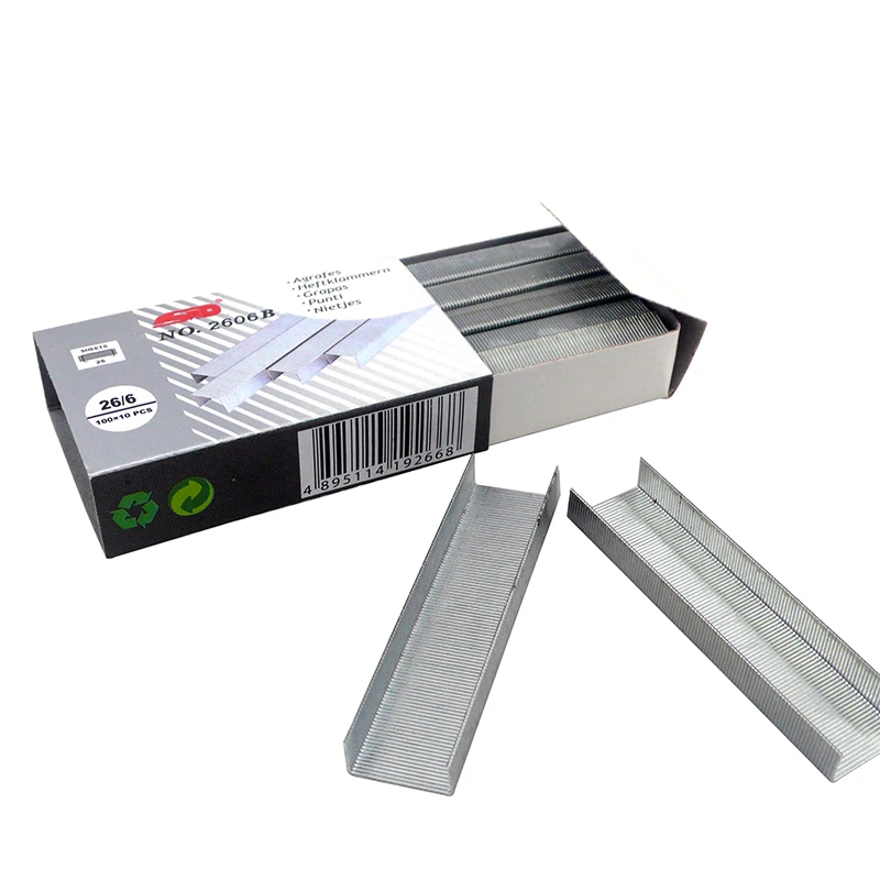 2606B Wholesale Office School Stationery 26/6 Staples for Paper Binding Galvanized Standard Silver Staples
