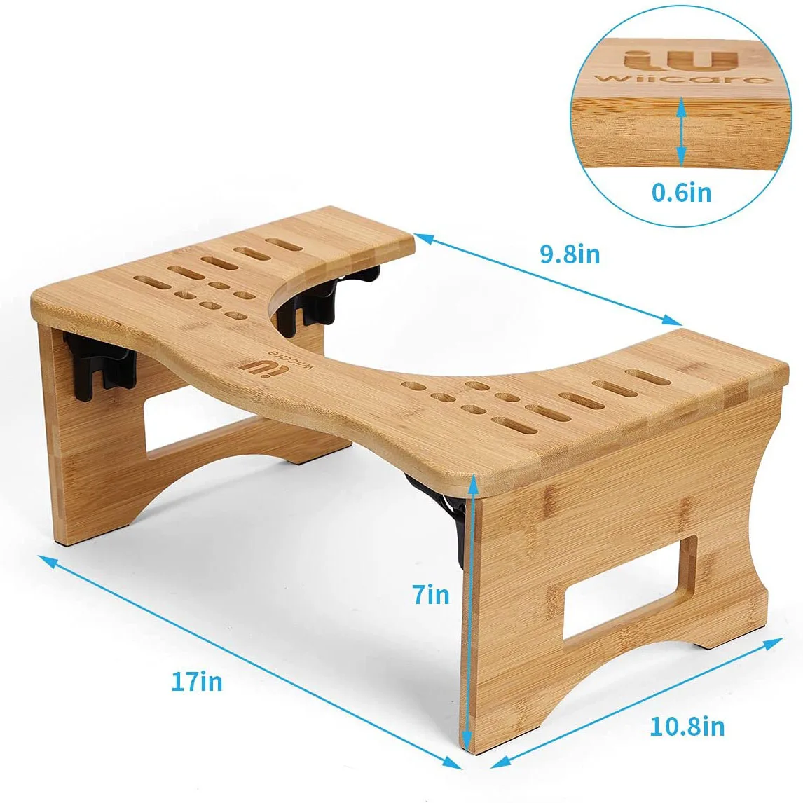 Складной Туалет squatty горшок стул с немонтажный 7 дюймов бамбука приседании и туалетный стульчак для ванной комнаты