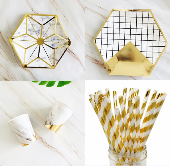 
High Quality Birthday Party Supplies Set Disposable Paper Plates Cups And Napkins Tableware Sets Include Dinner 