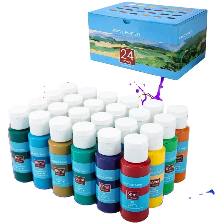 2024   hot sale Christmas Decorate, 24 Colors art  kids Acrylic Paint Set
