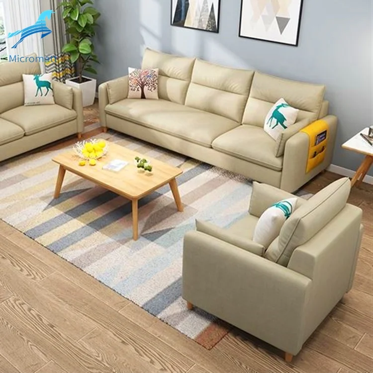 Factory Direct Supply 2020 New Style Comfortable Blue Color Living Furniture Double Wood Sofa