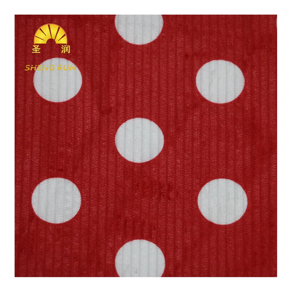 Wholesale Custom Polyester Digital Printing Red Striped Corduroy Fabric For Pants