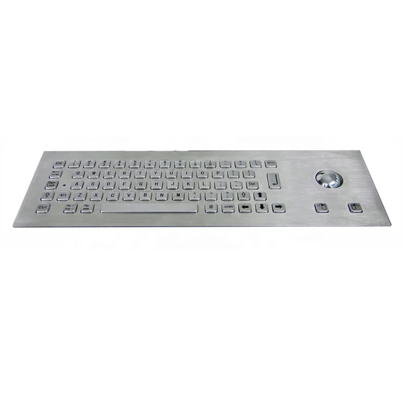 Metal kiosk keyboard with trackball and USB/PS2 interface