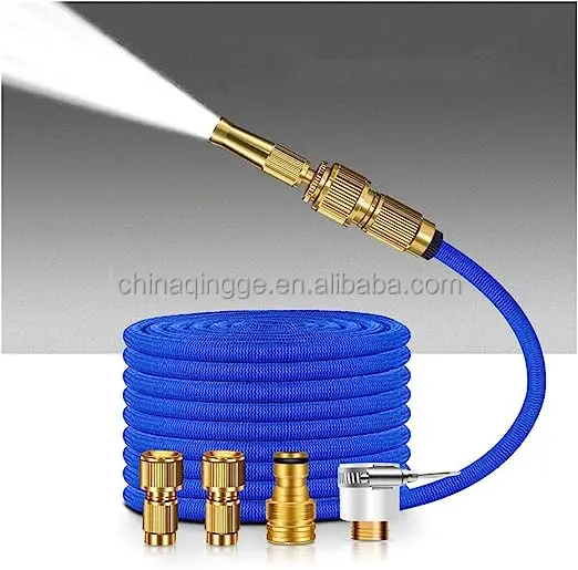 Flexible Expandable Garden Hose Pipe Nozzle Sprayer High Pressure Car Wash Brass Water Gun Quick Connector 100ft Garden Hose
