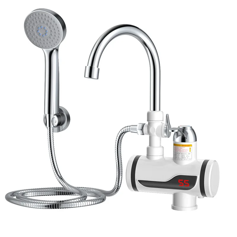 Instant Hot Electric Water Heater Bath Shower Three Seconds Fast Hot Water Faucet OEM Stainless Steel Square Bathroom Chrome 02