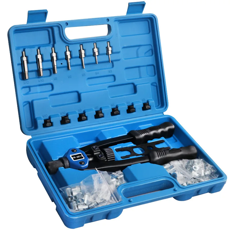 110pc Hand riveting machine 8 Rivet gun nut tool M3-M12 Threaded nut  machine rivet set