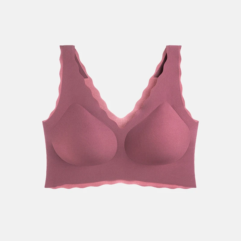 Women Latex Padded Wireless Sleep Bras Bralette Thin Cup Elastic Push Up Ladies Seamless Bra