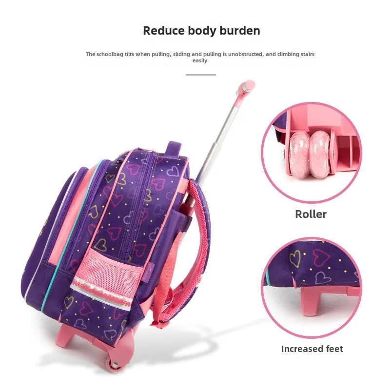 New Arrival Neutral Cartoon Three-Piece Pull Rod Hard Shell Backpack Set Cross-Border Primary School Students Breathable Design