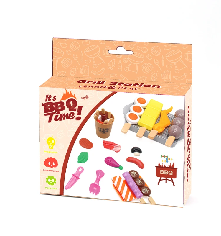 Non Toxic play dough Plasticine intelligent Educational soft air dry Light Modelling Clay Fluffy Slime Supplier BBQ grill set