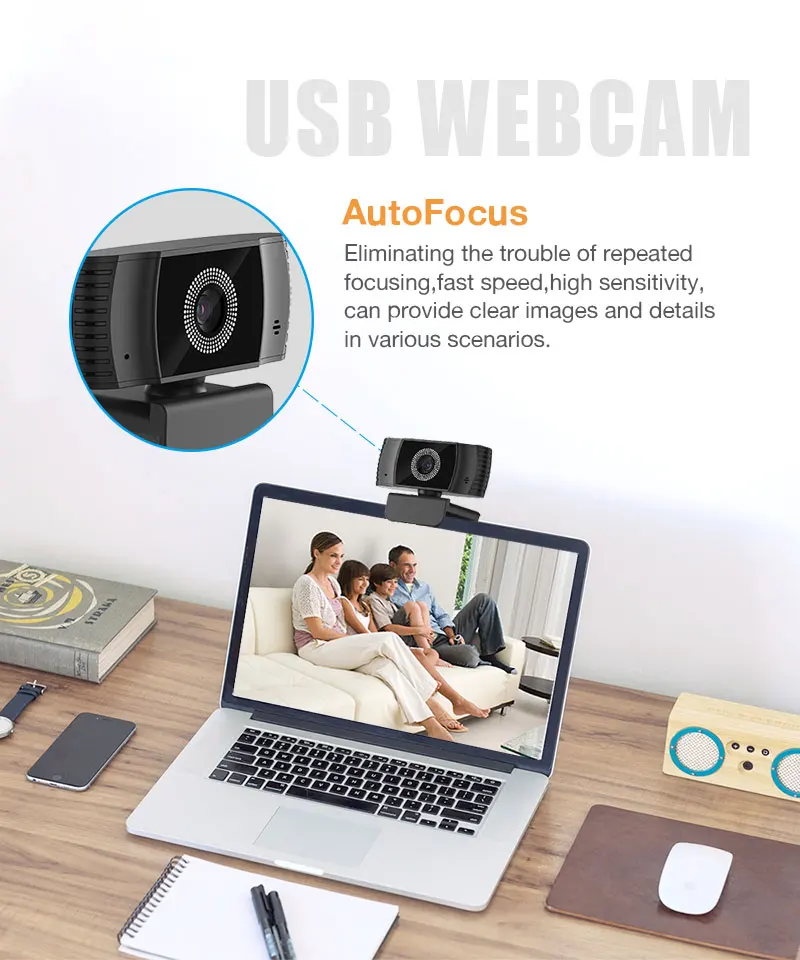 USB PC 1080P Встроенный микрофон видео потоковое Авто фокус