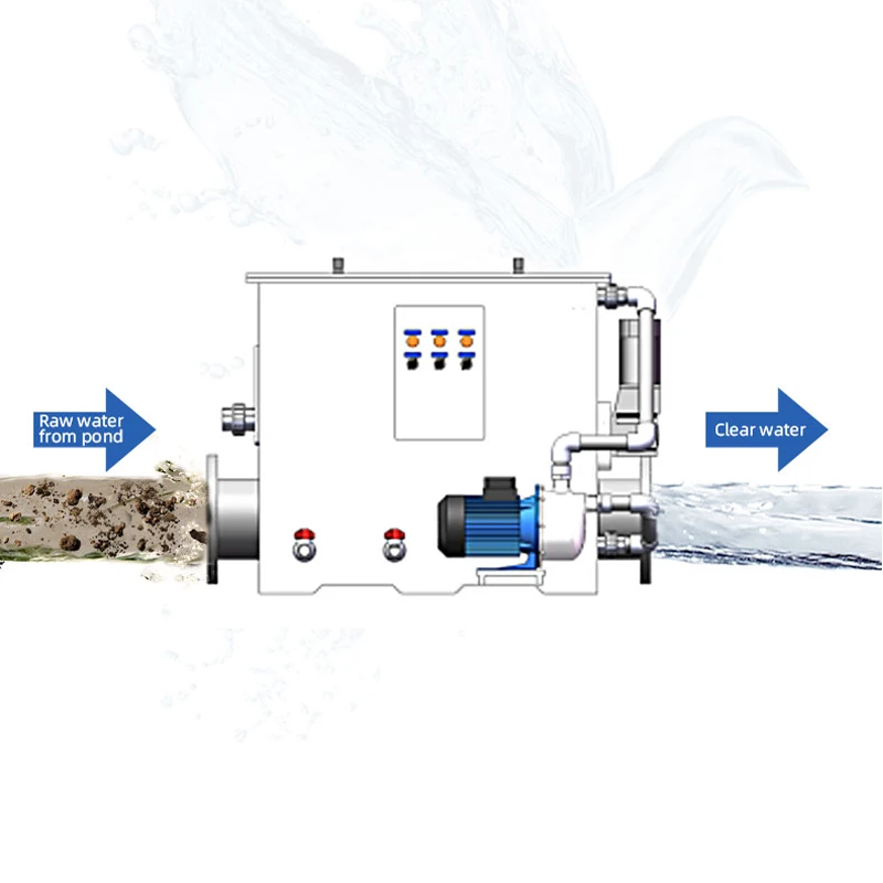 Система рециркуляции аквакультуры Qlozone, вращающийся фильтр для креветочной фермы RAS, барабанный фильтр для морской воды