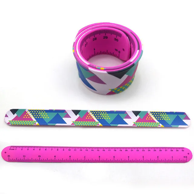 Custom Logo Rainbow Plain Blank Adult Silicone Wrist Band Flexible Snap band Ruler Slap Bracelet