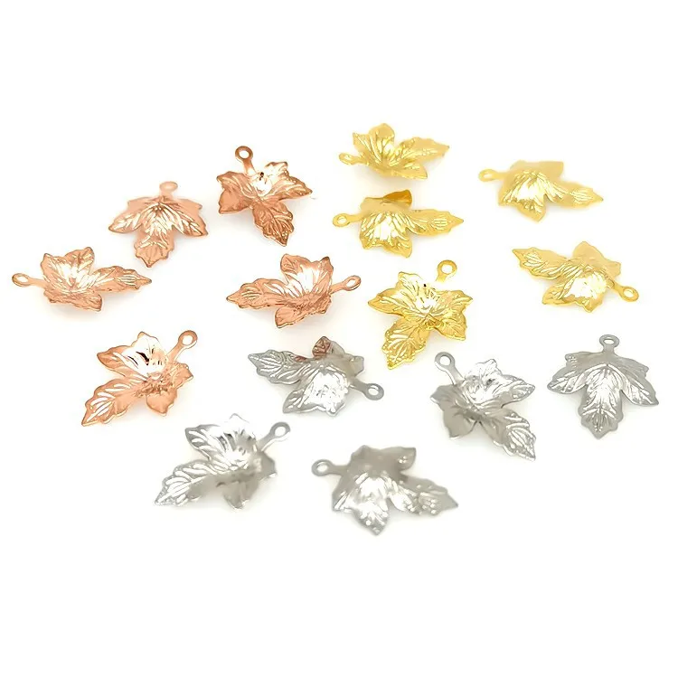 100pcs/bag Stainless Steel Geometric Hollow Tags Flower Leaf Pattern Filigrees Moon Star Anchor Charms DIY Jewelry Findings