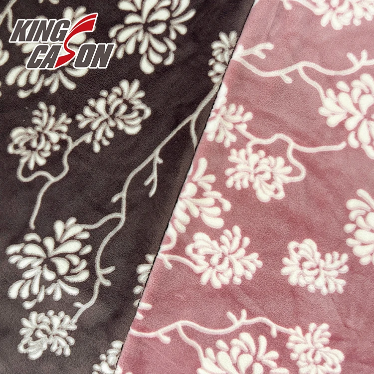 KINGCASON Factory Direct Skin-friendly flower Printed Low-weight super soft fleece fabric For Bed sheets