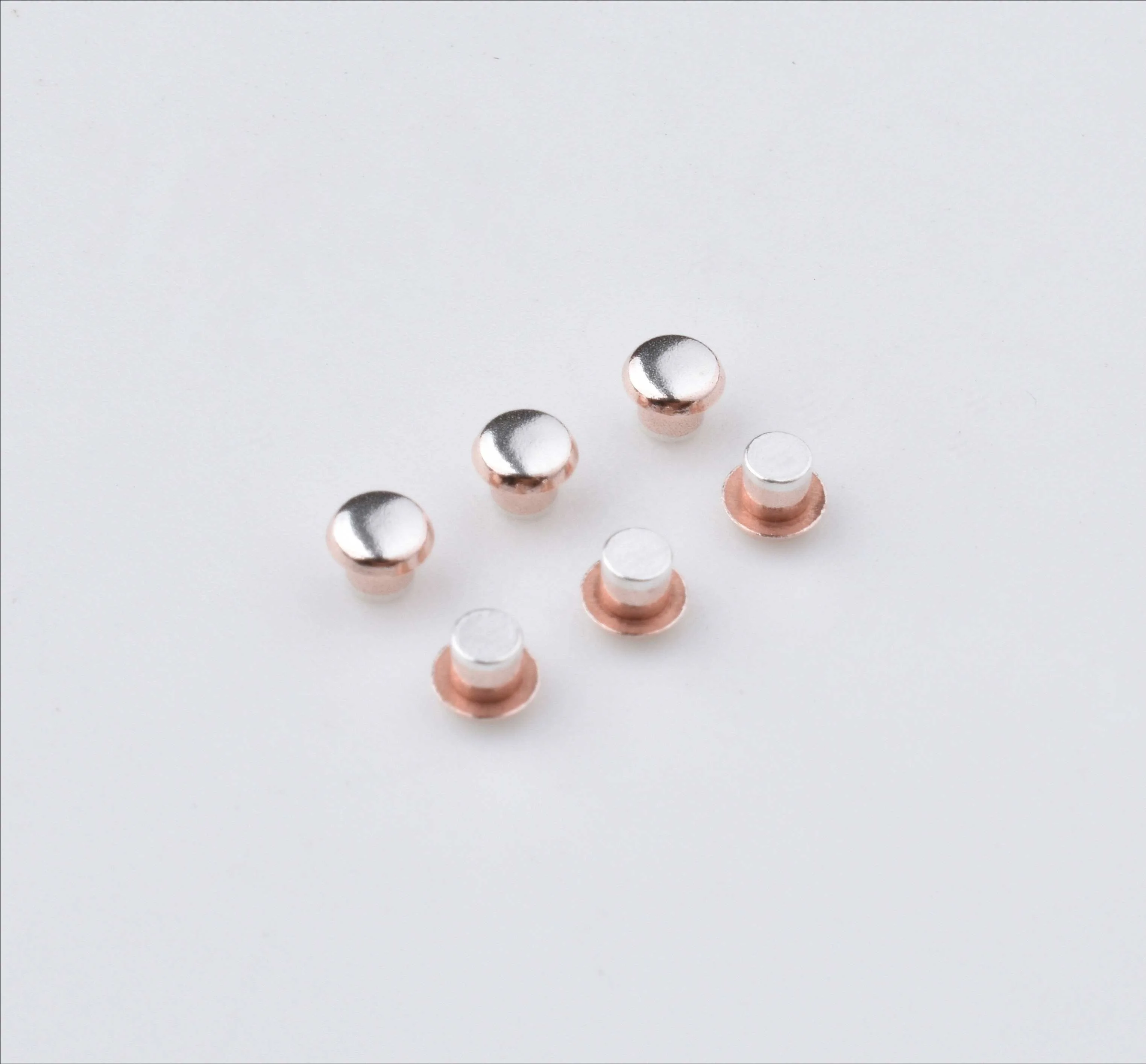 Customized Three-Material Stamping Parts Trimetal Contact AgSno12 Silver Alloy Copper Rivet