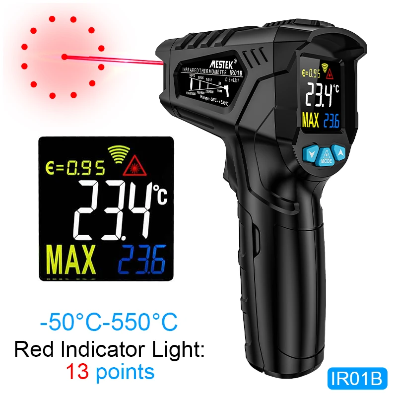 MESTEK IR01B Handheld Digital Thermometer -50 to 550 degree Non Contact Digital Thermometer for industry IR01B