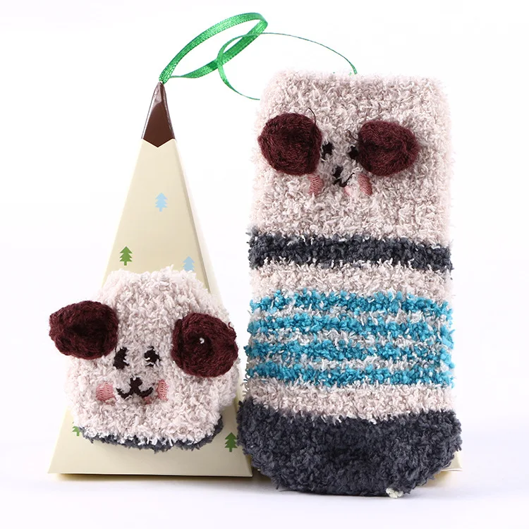 2023 New korean cute baby cartoon anime embroidery fuzzy socks kids happy funny socks in box