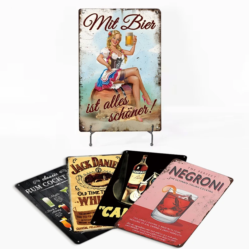 Wholesale 20*30,30x40 cm Vintage Retro Decorative Funny Metal Tin Sign Beer Wall Decor Custom Metal Sign