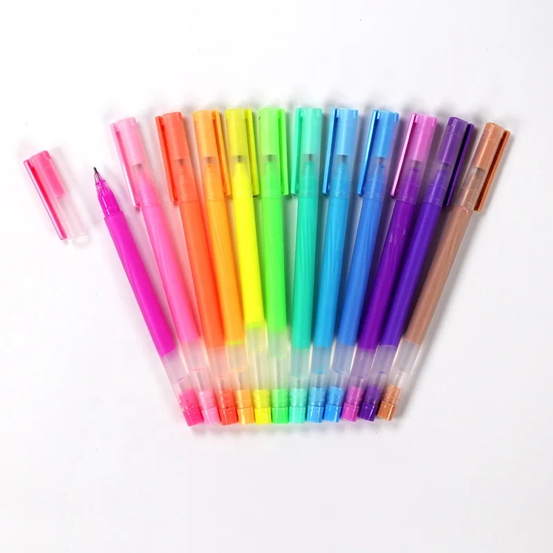 12 Fluorescent Neon Color Gel Pens