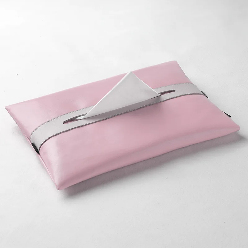 Multifunction Hanging Paper Organizer Car Tissue Holder Solid Color Pu Leather Tissue Box