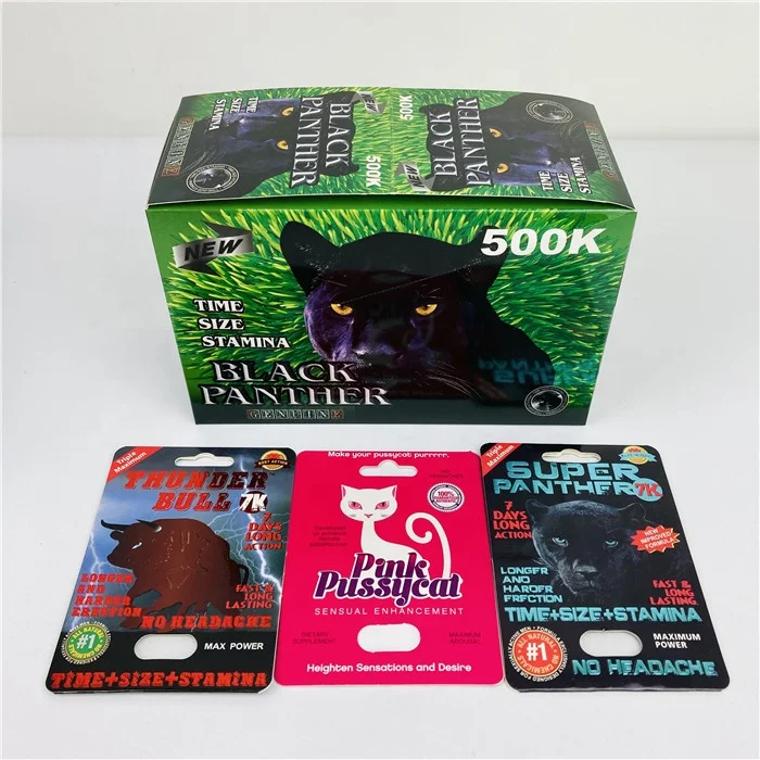 Rhino 69 600K Blister 3D Card For Capsule Container Jar Pink Pussycat Female Enhancer Pills Packaging Black Mamba 7K Paper Card