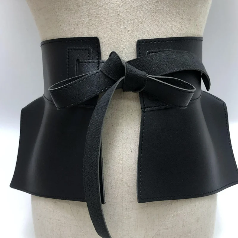 Fashion Women Belt  Waist Ladies PU Bow Wide Harness Dresses Waistband Belts For Skirt